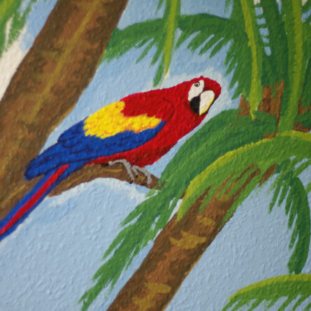 Vægmaleri af papegøje